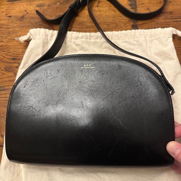 A.P.C. Demi Lune Half Moon Black Leather Bag APC - Picture 1 of 11